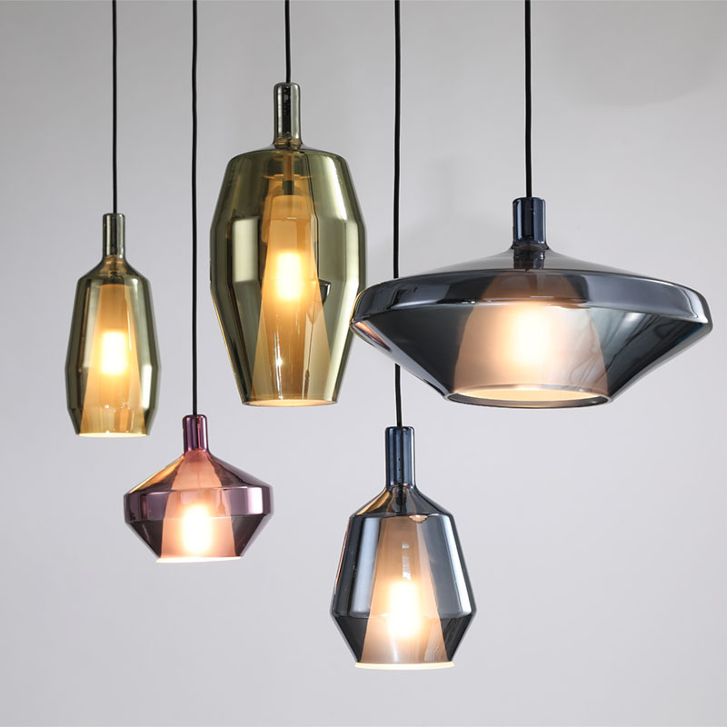 Creative Stained Small Glass Pendant Lights Nordic Restaurant Bedroom Bedside Retro Industrial Style Single Head Pendant Lamps