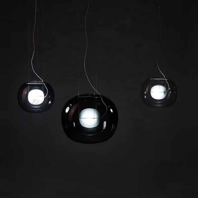 Nordic minimalist glass pendant light decoration bedroom restaurant cafe bar round ball glass chandelier