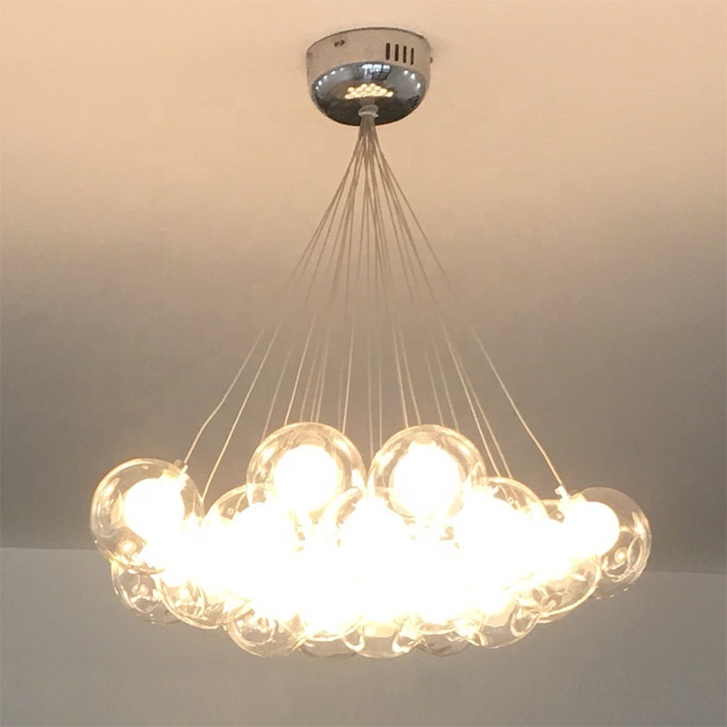 Nordic creative personality dining room chandelier post modern minimalist living room bedroom multi-head glass bubble chandelier