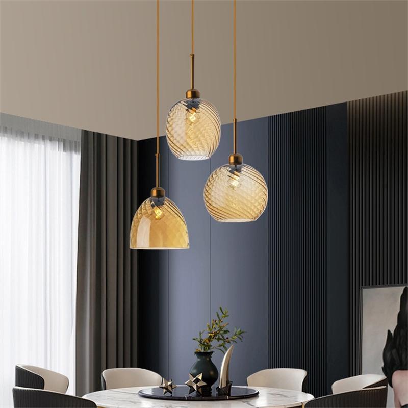 Nordic Restaurant Glass Pendant Light Modern Simple Creative Personalized Single Head Glass Pendant Lamps