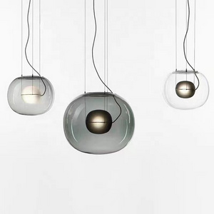 Nordic minimalist glass pendant light decoration bedroom restaurant cafe bar round ball glass chandelier