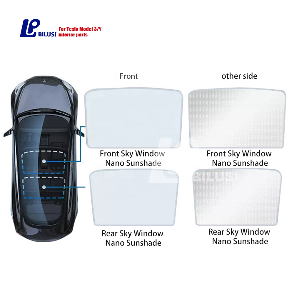 Bilusi Foldable Double-layer Light-blocking Sun Roof Car Sun Shade For Tesla Model Y 2021-2023