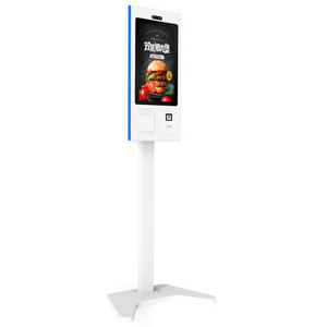 Free standing 21.5/32 inch android system wall mounted AIO screen queue ordering kiosk with Pos Barcode scanner Ticket printer o