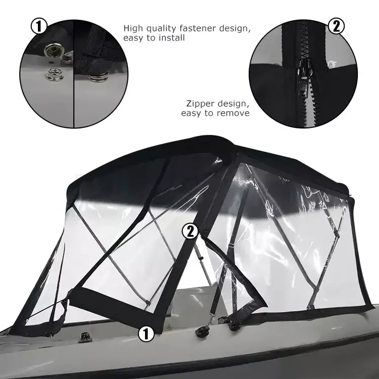 NHCX Aluminum Tube Boat Bimini Top Boat Canopy Bimini Top With PVC Windshield