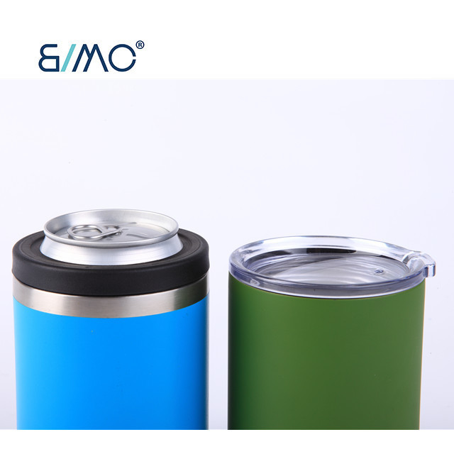 12 oz  2lids  Vacuum Insulated Soda Bottle Can Cooler Wholesale Stainless Steel Double Wall 12oz Beverage Beer Cola Can Cooler