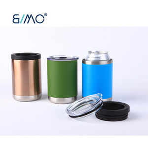 12 oz  2lids  Vacuum Insulated Soda Bottle Can Cooler Wholesale Stainless Steel Double Wall 12oz Beverage Beer Cola Can Cooler