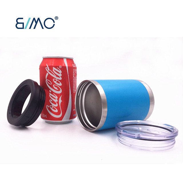 12 oz  2lids  Vacuum Insulated Soda Bottle Can Cooler Wholesale Stainless Steel Double Wall 12oz Beverage Beer Cola Can Cooler