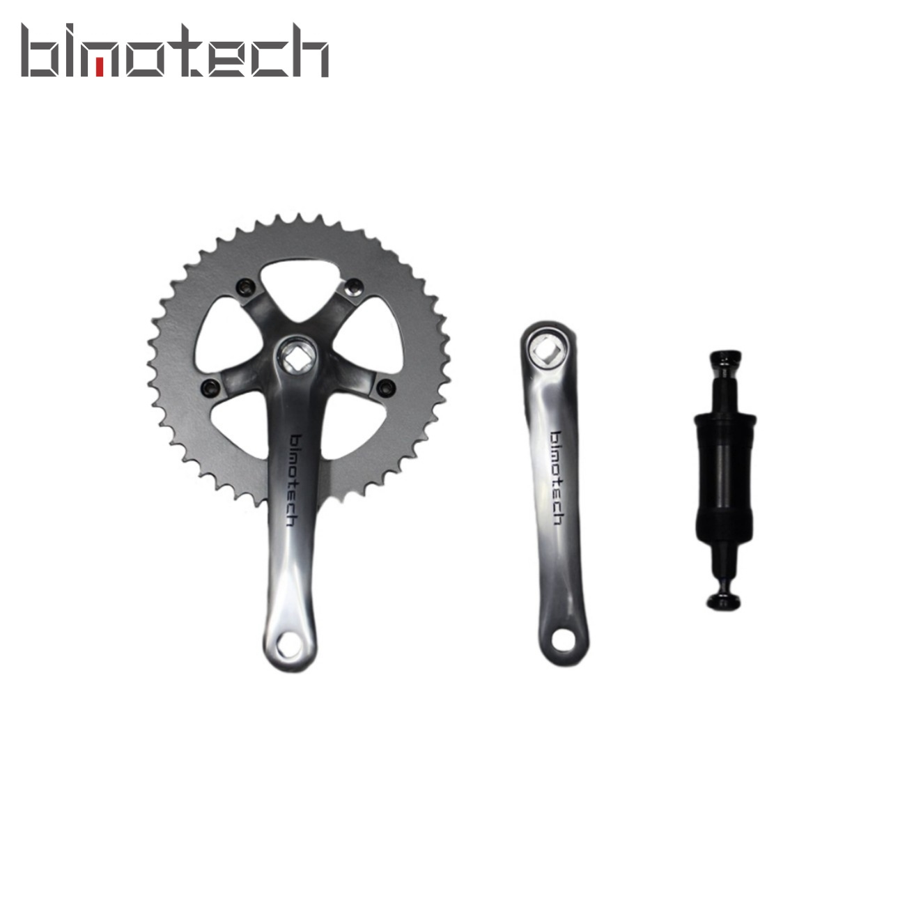 Bicycle crankset single speed 44T steel silver 170mm alloy anodized silver bicycle parts crankset