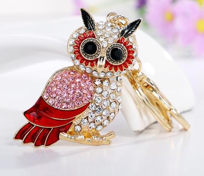 Fashion Key chains Rhinestones Owl Keychains Gold plated  Have stocks 5258