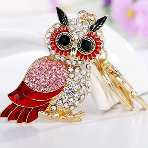 Fashion Key chains Rhinestones Owl Keychains Gold plated  Have stocks 5258