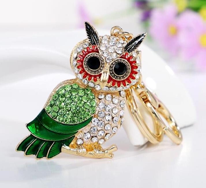 Fashion Key chains Rhinestones Owl Keychains Gold plated  Have stocks 5258