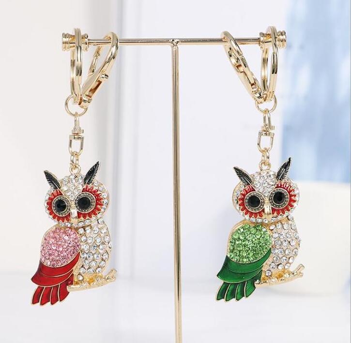 Fashion Key chains Rhinestones Owl Keychains Gold plated  Have stocks 5258