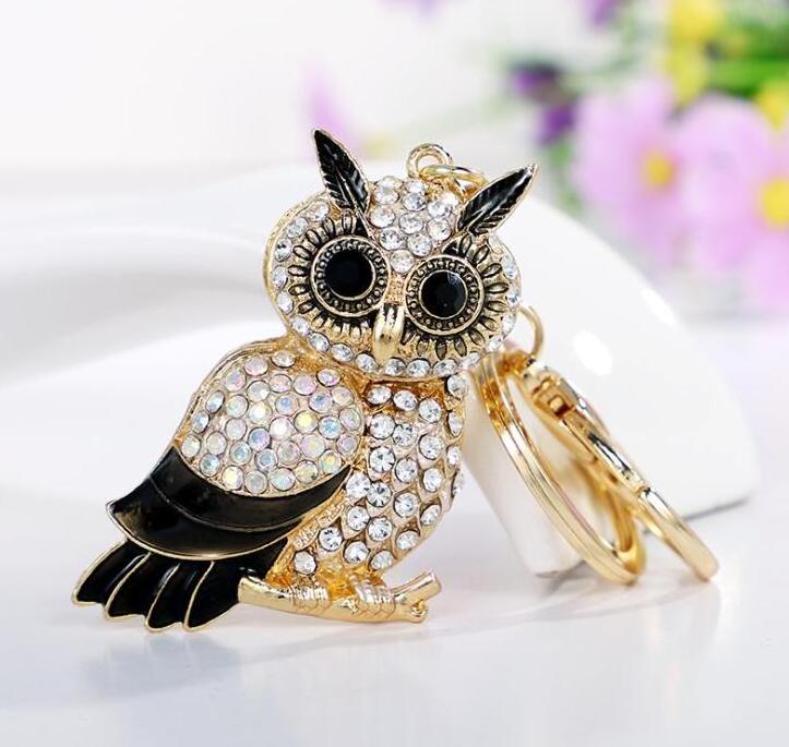 Fashion Key chains Rhinestones Owl Keychains Gold plated  Have stocks 5258