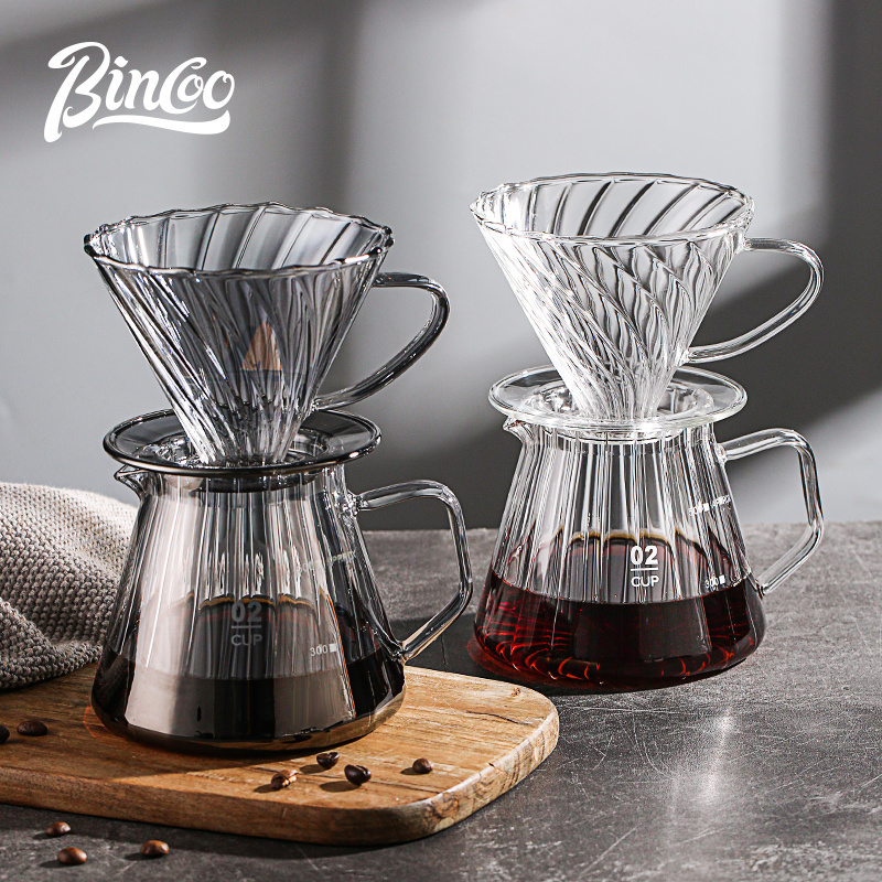 Bincoo 400ml/ 600ml Glass Pour Over Coffee Maker Pot Camping Coffee Pot for Hand-brew Coffee