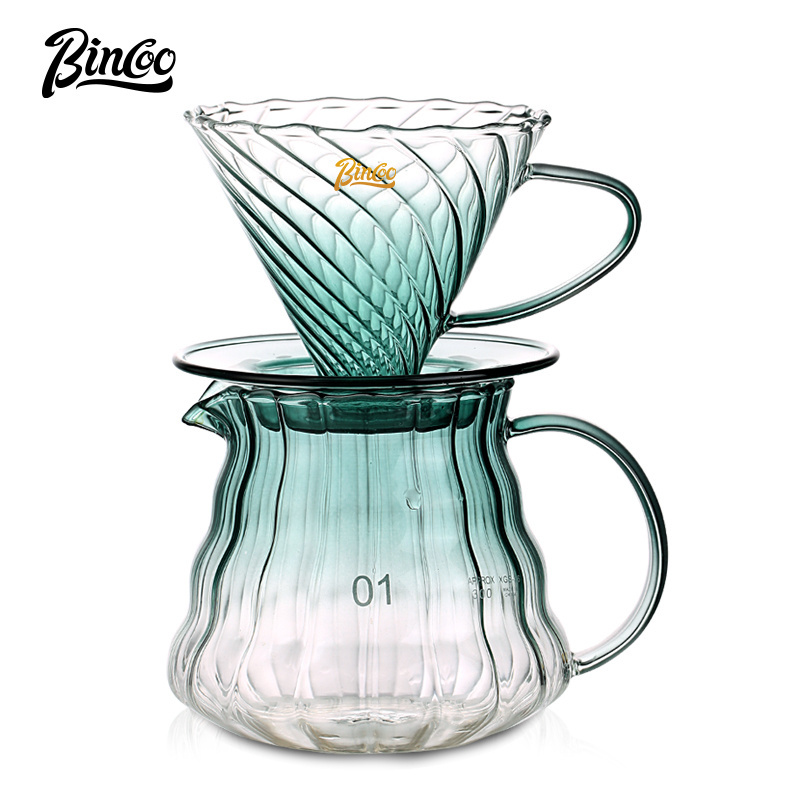 Bincoo Pour Over Coffee Maker,Borosilicate Glass Carafe Coffee Pot Lid,Drip Coffee Maker for Home Cafe Restaurant Camping,600 ml