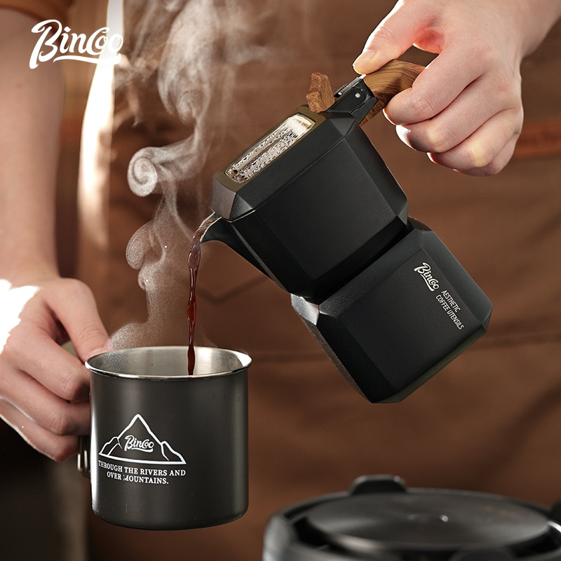 BINCOO Rubik's Cube Double Valve Moka Pot Household Small Espresso Coffee Pot Italian Coffee Maker 2 Cups