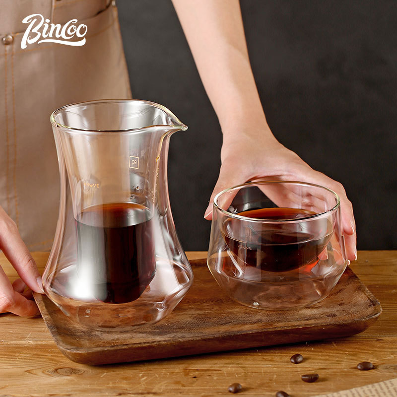 Double Borosilicate Glass Coffee Server, 300ml, Bincoo Pour Over Coffee Carafe, Clear