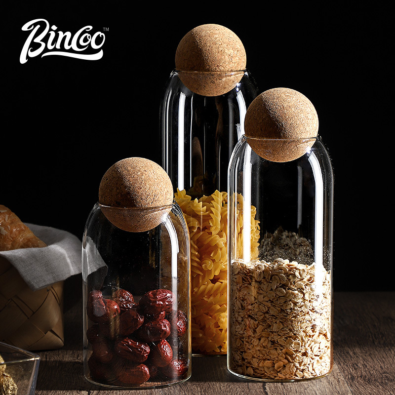 Bincoo 3 Pack Glass Jar with Airtight Cork Lid Ball, Clear Candy Jar Mason Jars Food Storage Canister Gift Set Kitchen Gift Box