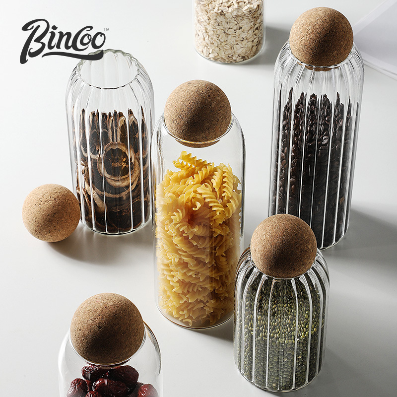 Bincoo 3 Pack Glass Jar with Airtight Cork Lid Ball, Clear Candy Jar Mason Jars Food Storage Canister Gift Set Kitchen Gift Box