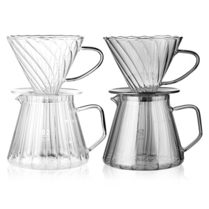 Bincoo 400ml/ 600ml Glass Pour Over Coffee Maker Pot Camping Coffee Pot for Hand-brew Coffee