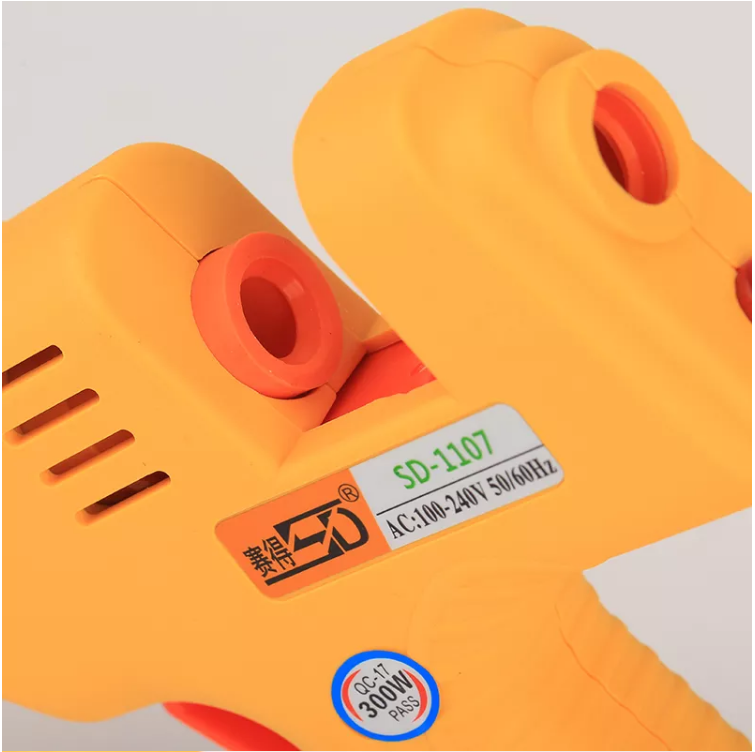 ODM OEM Yellow 300W Large Power Glue Gun Electric Industrial Hot Melt Glue Gun With Glue Stick Professional  Anti-Drip Nozzle