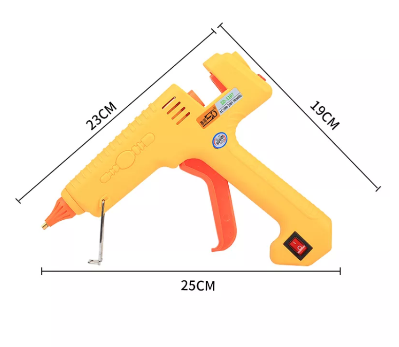 ODM OEM Yellow 300W Large Power Glue Gun Electric Industrial Hot Melt Glue Gun With Glue Stick Professional  Anti-Drip Nozzle