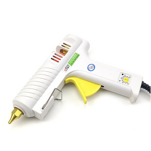 Large Power 120W Adjustable Temperature Glue Gun Manufacturer Corded OEM ODM White Hot Melt Glue Gun With Glue Sticks