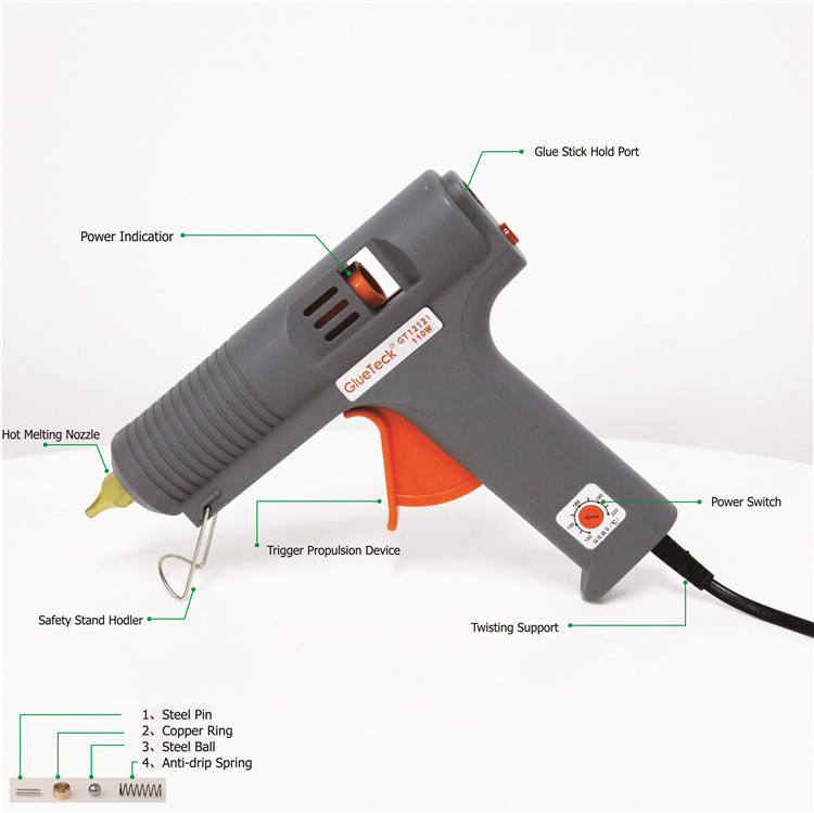 Hair Extension Tools Glue Gun 110W Adjustable Power Anti-Drip With Glue Stick High Quality