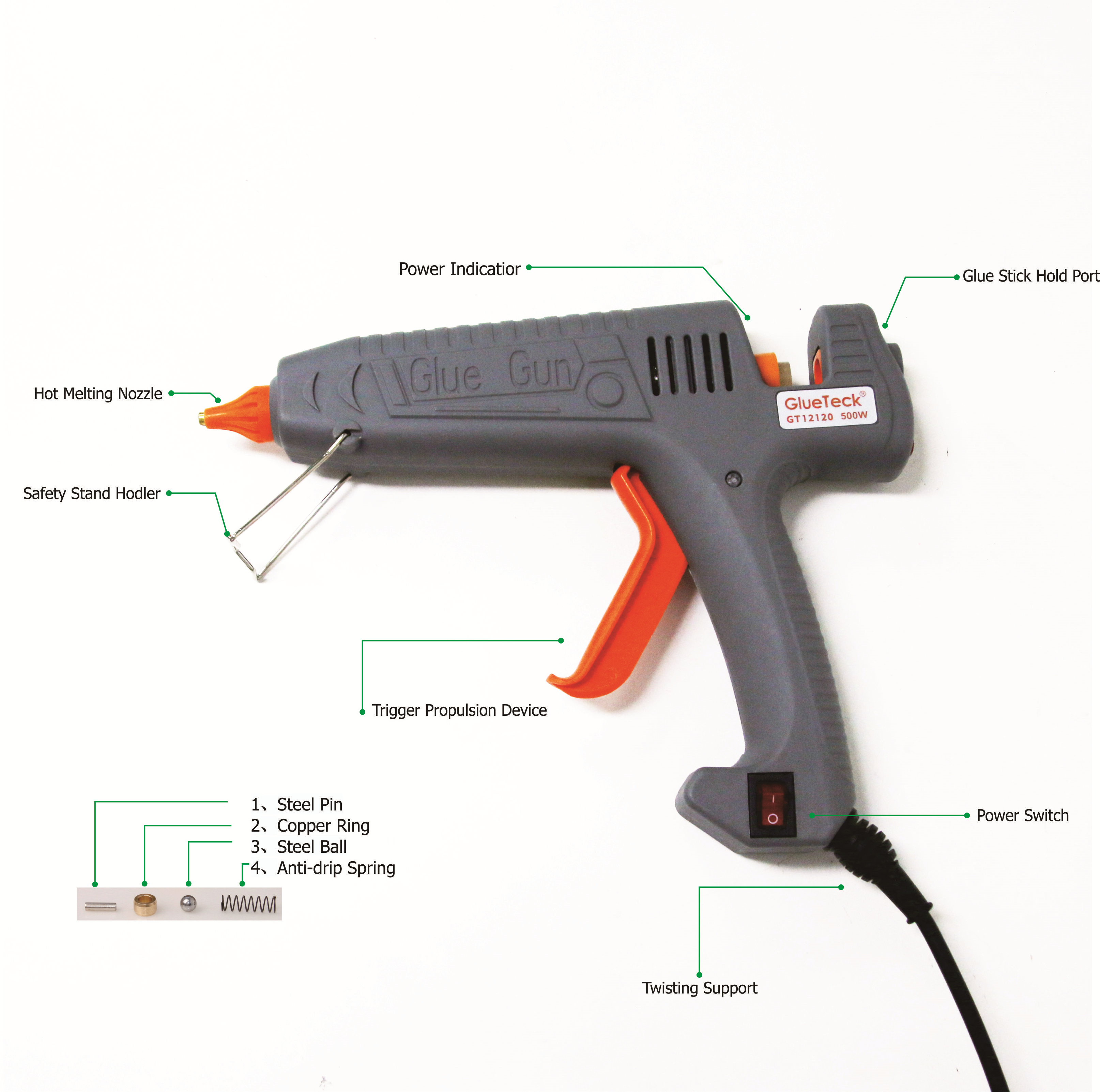 Professional Industrial 220V high temperature craft glue gun large glue flow electronic hot melt glue gun