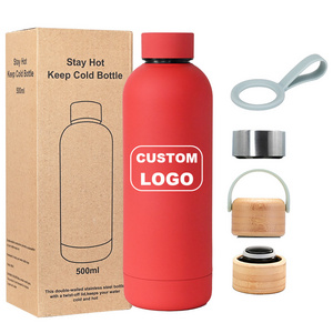 Custom Logo 500ml Drink Bottle Stainless Steel Double Wall Vaccum Flask Thermos Thermal Rubber Paint Matte Sports Water Bottle