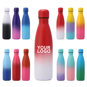 Eco friendly 500ml vacuum sport double wall stainless steel thermo cola shape drink insulated water bottles with custom logo