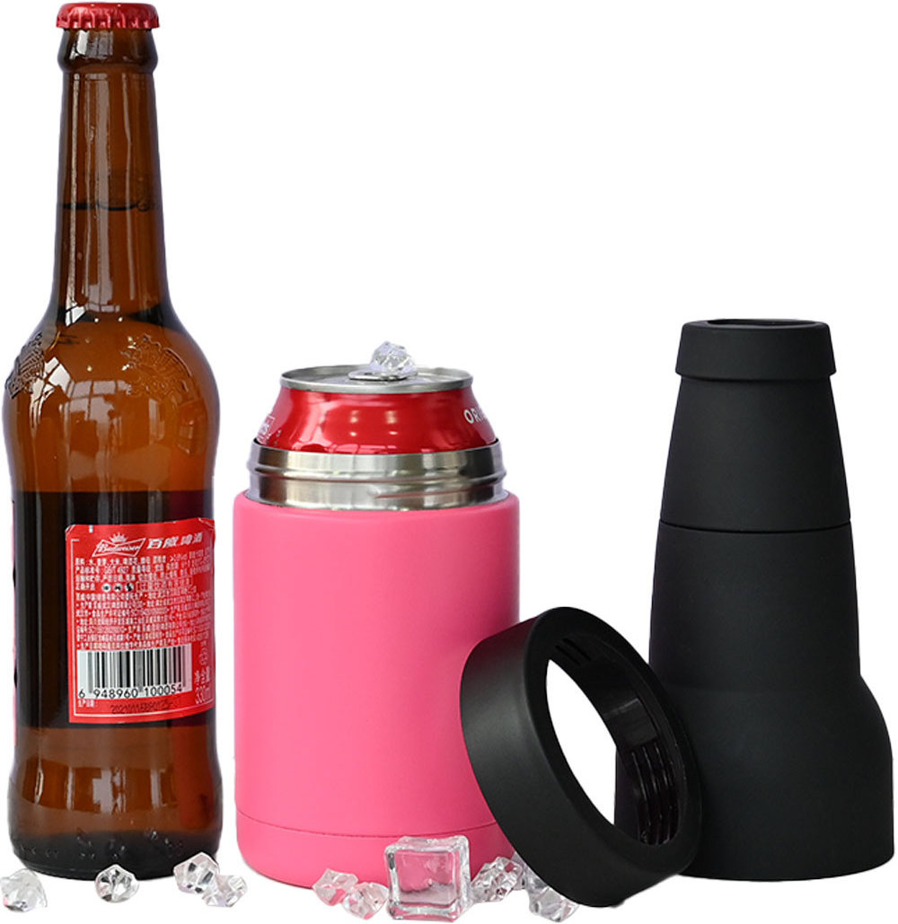 Wholesale 12oz Custom Vacuum Insulated Double Walled Stainless Steel Beer Can and Bottle Cooler With Beer Opener