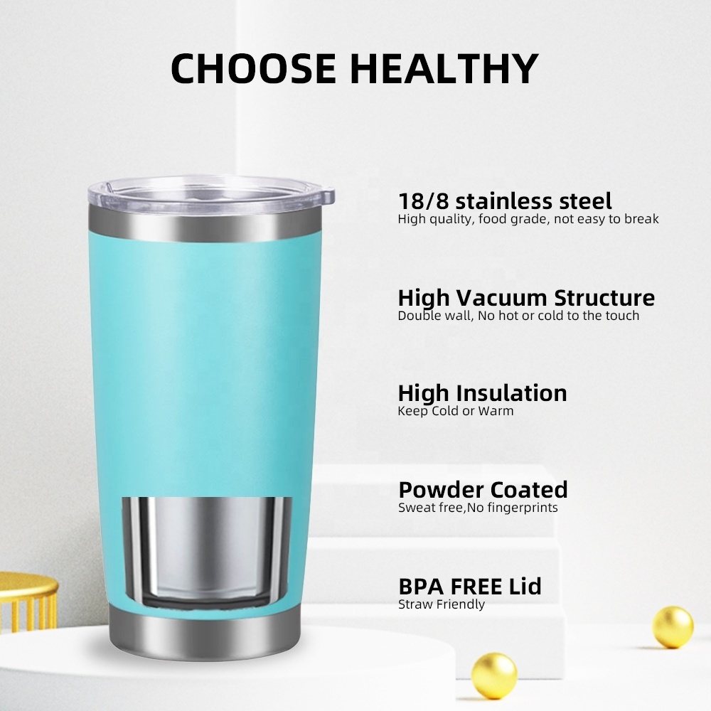 Wholesale 20oz 30oz Powder Coated Metal Stainless Steel Double Wall Insulated Vacuum Cup Coffee Tumblers Travel Mugs