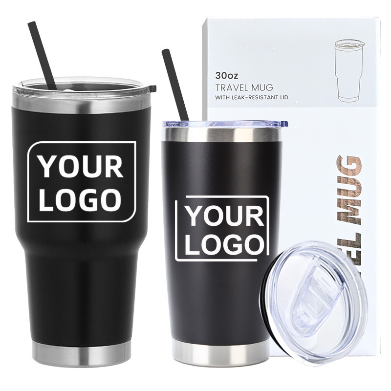 Wholesale 20oz 30oz Powder Coated Metal Stainless Steel Double Wall Insulated Vacuum Cup Coffee Tumblers Travel Mugs