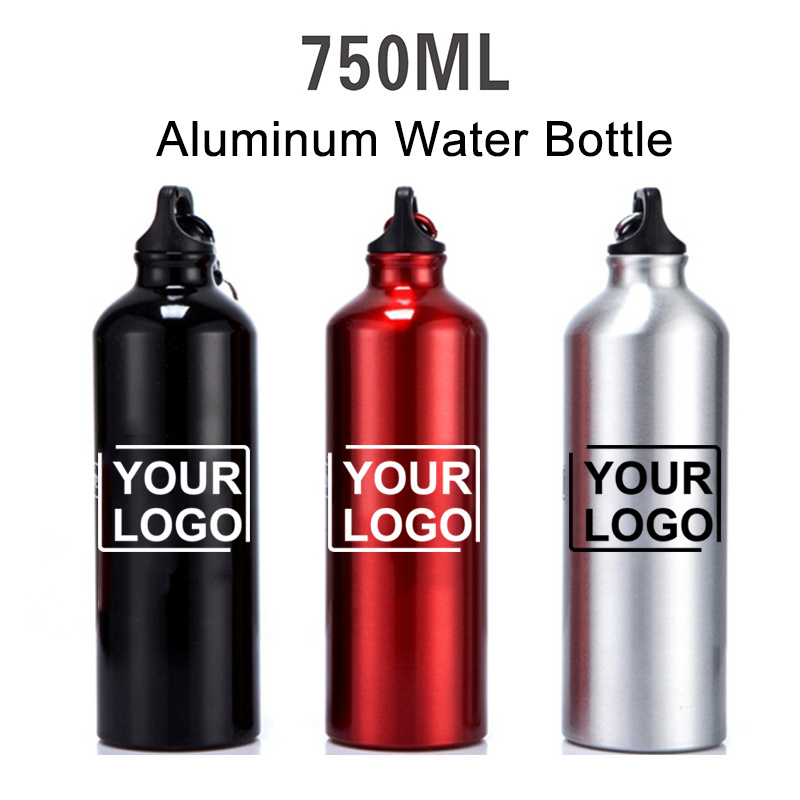 Wholesale Custom Logo 500Ml 600Ml 750Ml Colorful Reusable Sports Gym Drink Metal Aluminum Water Bottle With Carabiner Cover