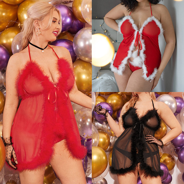 2-piece set Christmas nightwear sexy lingerie Womens Sexy Underwear for Christmas