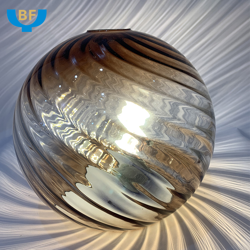 Ball Shape Custom Smoked Glass Lampshade Modern Indoor Glass Lamp Cover Light Shade For Hotel