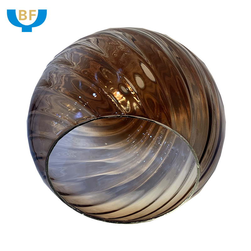 Ball Shape Custom Smoked Glass Lampshade Modern Indoor Glass Lamp Cover Light Shade For Hotel