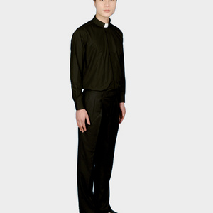 Long sleeve Men's Black clergy shirts