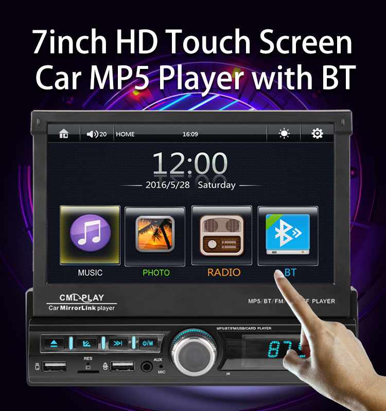 Car Stereo Autoradio BT 12V In-dash 1 Din FM Aux In Receiver SD USB MP3 MMC WMA 1 Din Car Radio Car MP5 Player