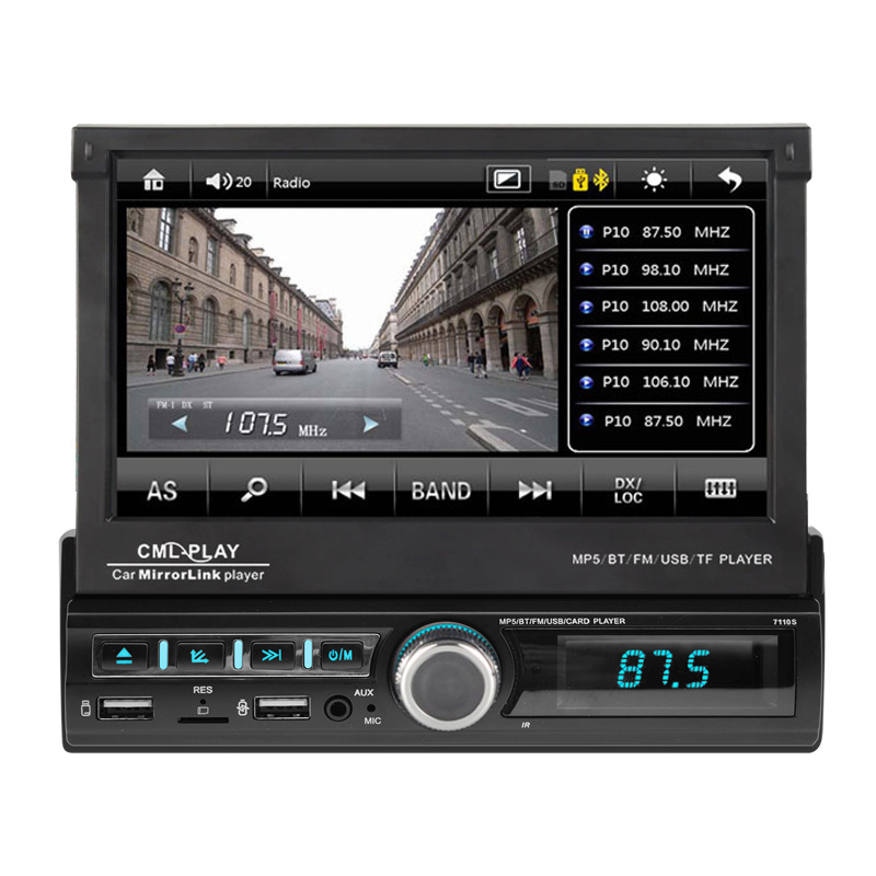 1Din Android Car Radio Autoradio 7 inch Retractable Touch Screen GPS Wifi BT FM RDS AUX Stereo Auto Radio Car DVD Player