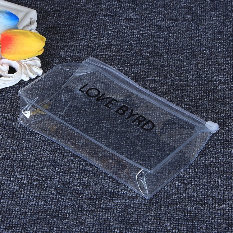 Wholesale vinyl cosmetic transparent heal-seal pvc makeup pouch with ziplock small clear pouch bag