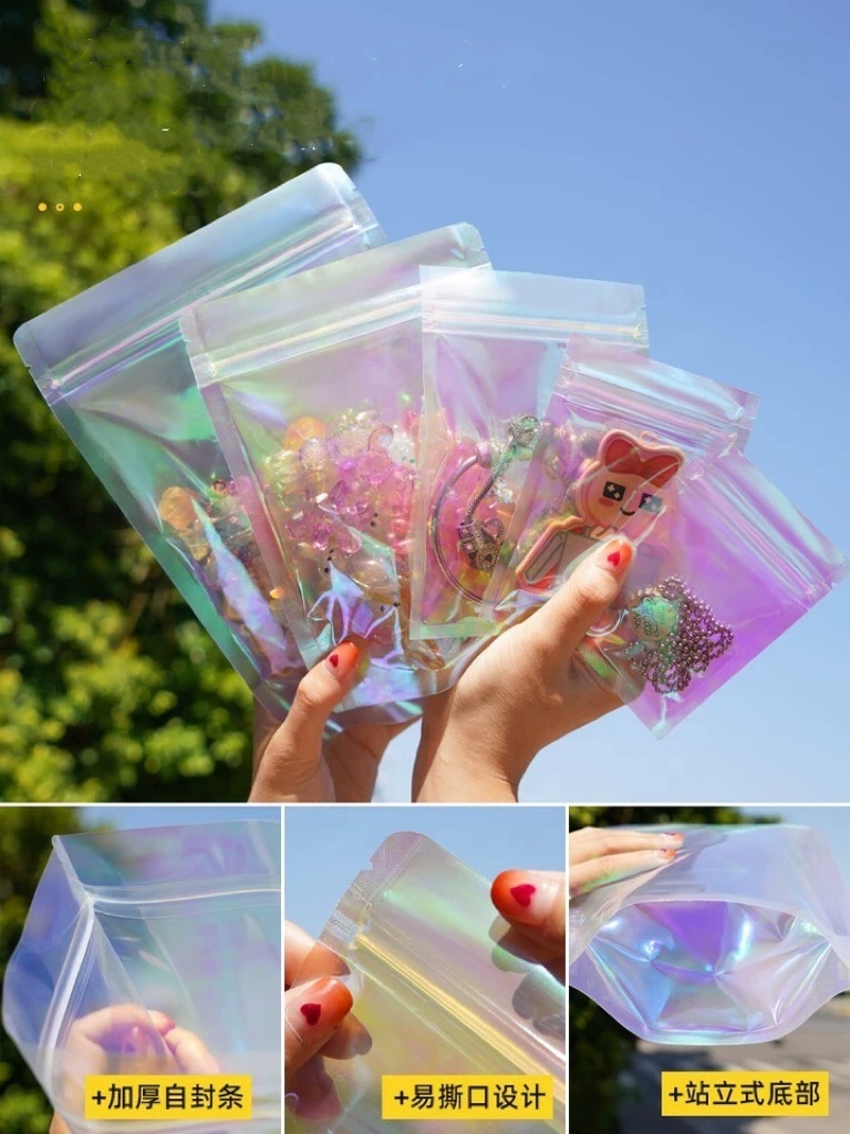 holographic hologram laser blank 1 lb 1 gram thick potpourri mylar bags smellproof 1gr with handle for seamoss