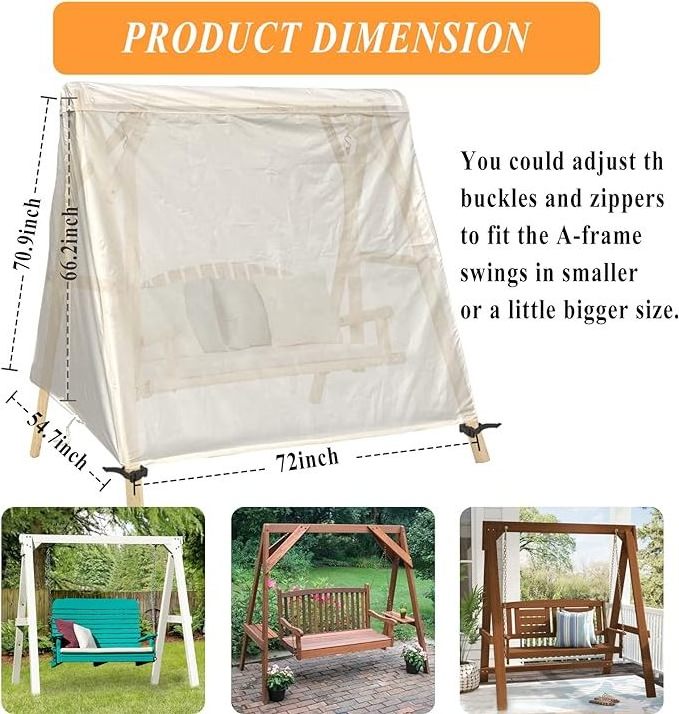 Modern A-Frame 3 Seat Outdoor Swing Cover Waterproof UV Protected Patio Furniture Swing Cover