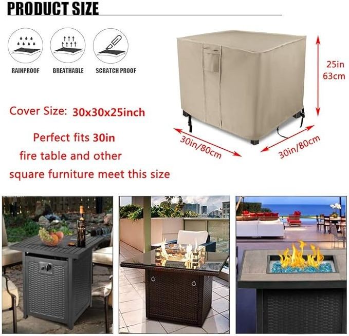 Gas Fire Pit Covers Waterproof Windproof Dustproof UV Resistant Patio Fire Pit Covers