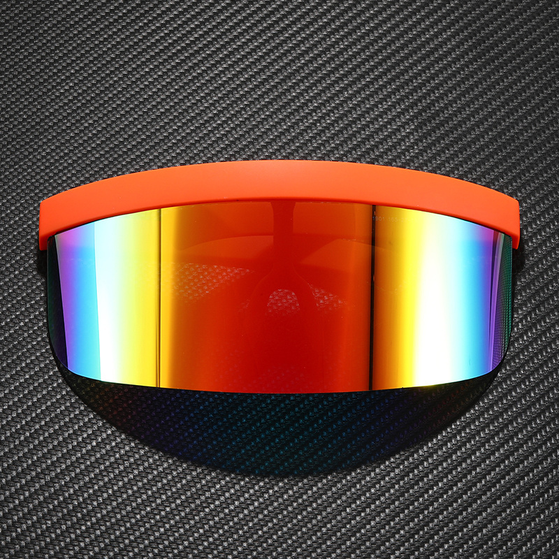 Futuristic Oversize Face shield Visor Sunglasses Big Frame Flat Top Mirrored Sunglasses