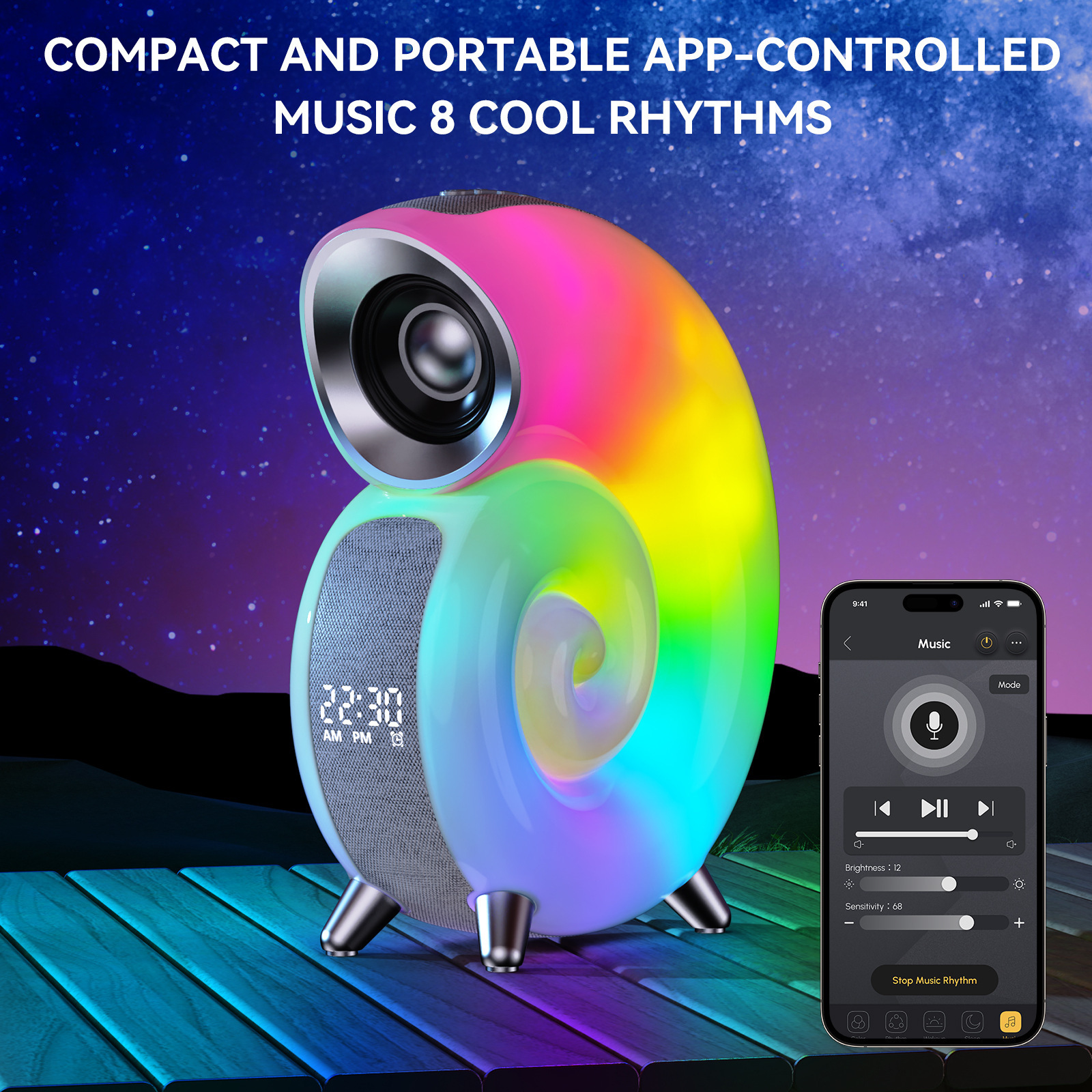 Bingking Gaming Party Home Theater DJ RGB Light Music Outdoor Wireless Karaoke Horn Smart Portable Bluetooth Sound Speaker