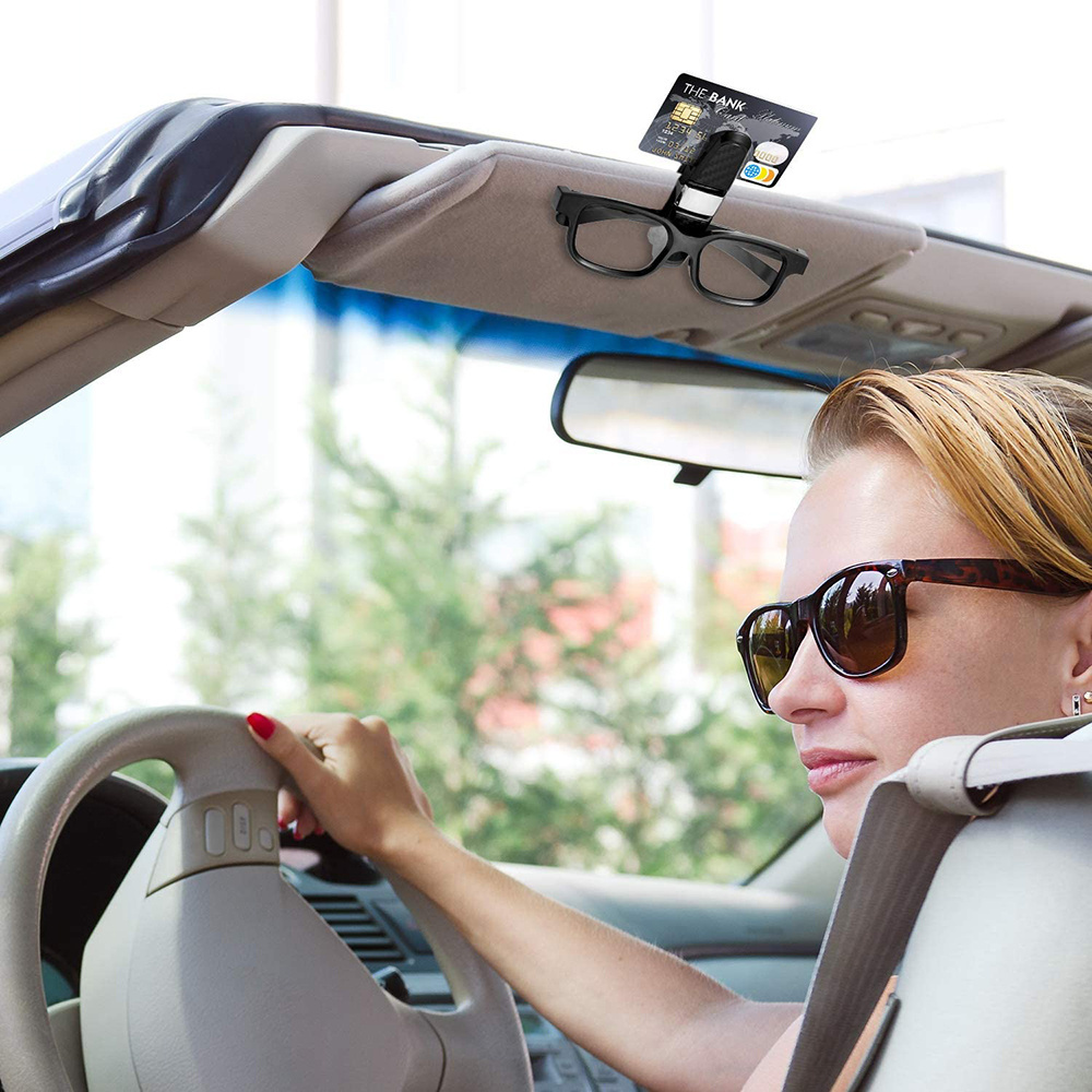 Car Glasses Holder Portable Ticket Card Clamp Car Sun Visor Sunglasses Clip ABS Eyeglasses Case Auto Accessories