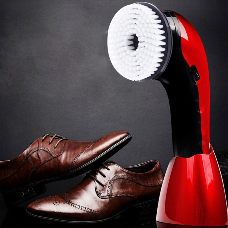 Portable Handheld Automatic Electric Shoe Brush Shine Polisher 2 Ways Power Supply Leather Care Tools Home Office Use