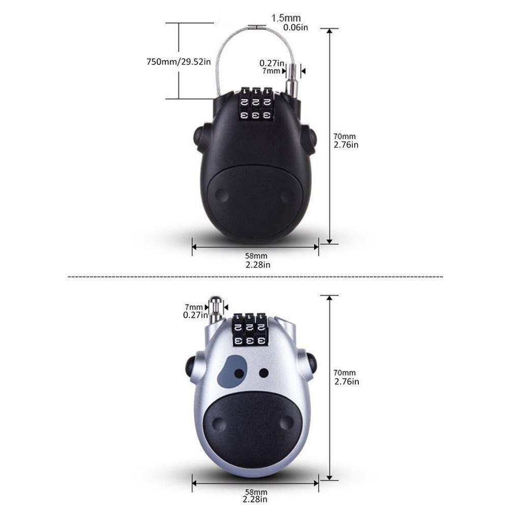 Universal Password Lock Telescopic Wire Rope Steel Cable Code Lock Suitcase Car Sled Motorcycle Helmet Digit Password Lock